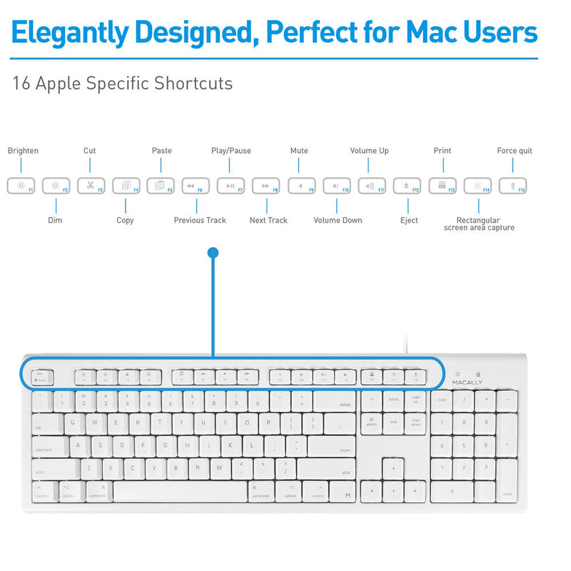 Macally 104 Key Full-Size USB Keyboard (White)