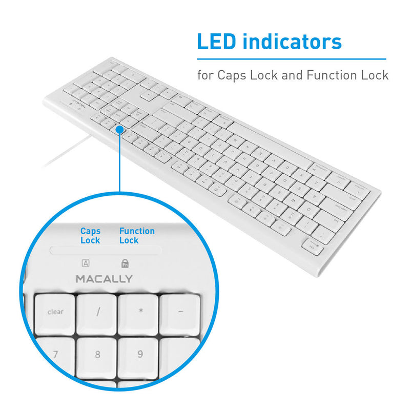 Macally 104 Key Full-Size USB Keyboard (White)