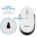 Macally USB Optical Silent Click Mouse (White/Gray)