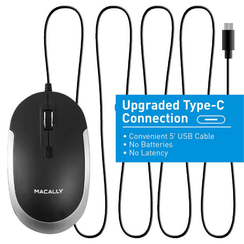 Macally USB Type-C Optical Mouse (Black/Space Gray)