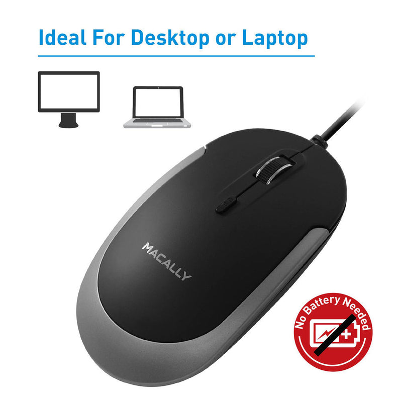 Macally USB Type-C Optical Mouse (Black/Space Gray)