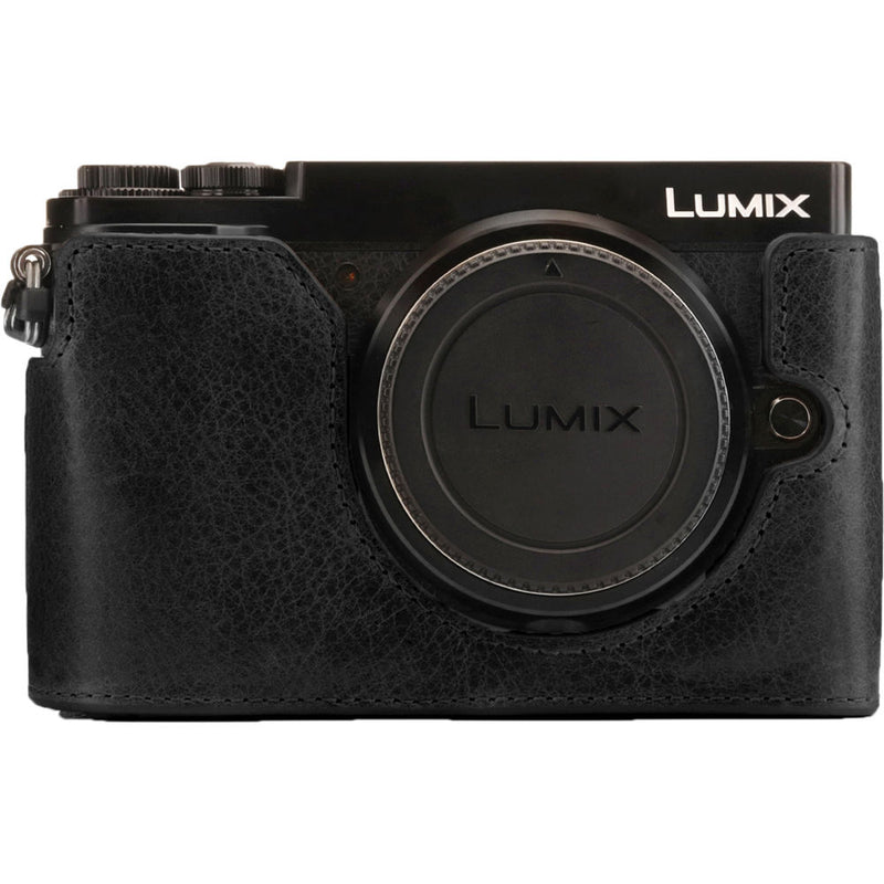 MegaGear Ever Ready PU Leather Half Case and Strap for Panasonic Lumix DC-GX9 (Black)