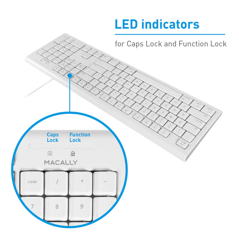 Macally Full Size USB-A Keyboard & USB-A Mouse Combo for Mac