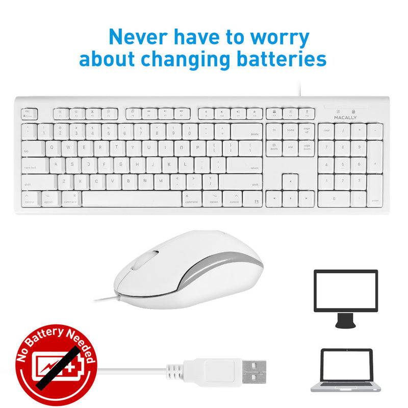 Macally Full Size USB-A Keyboard & USB-A Mouse Combo for Mac