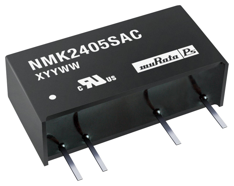 MURATA POWER SOLUTIONS NMK0505SC Isolated Board Mount DC/DC Converter, 3kV Isolation, 2 Output, 2 W, 5 V, 200 mA, -5 V, 200 mA