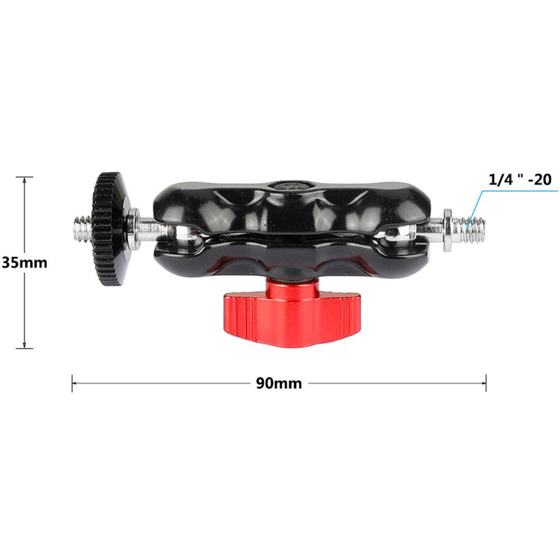 CAMVATE 1/4"-20 Mini Ball Head Extension Arm (2-Pack, Red Lever)