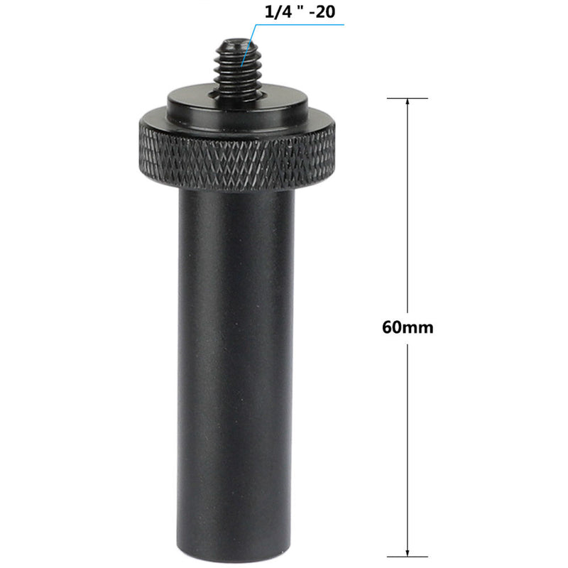 CAMVATE 15mm Micro Rod with Female 1/4"-20 Thread & Male Adapter (2", Black Nut)