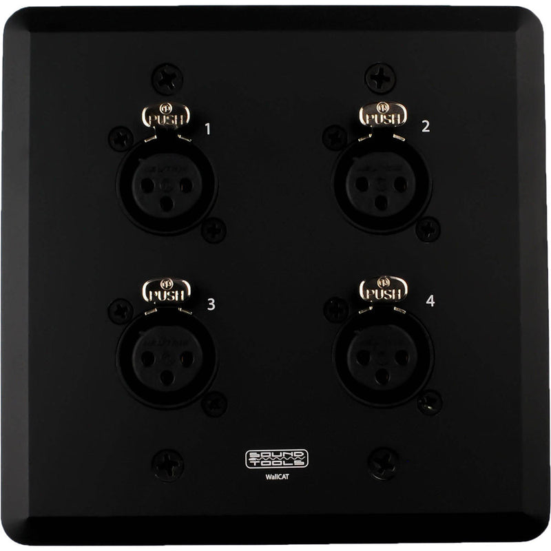 SoundTools WallCAT FX-B Wall Plate with Four XLR 3-Pin Female Connectors (Black)
