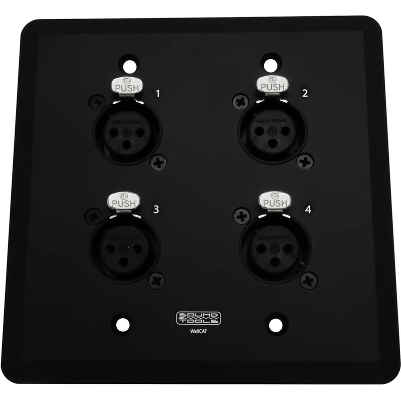 SoundTools WallCAT FX-B Wall Plate with Four XLR 3-Pin Female Connectors (Black)