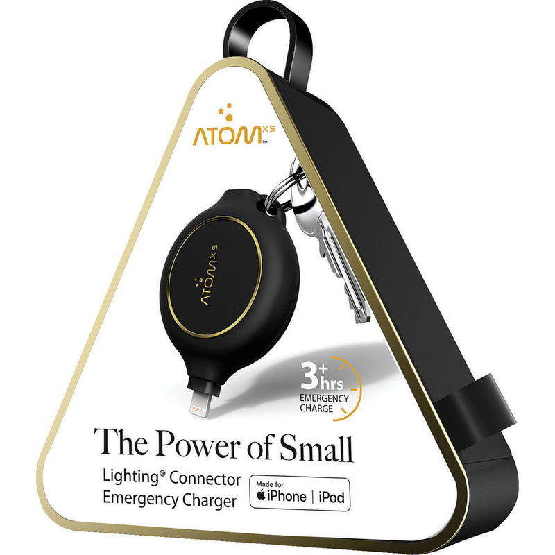 AtomXS 3-Hour Key Chain Emergency Charger (1300mAh, Lightning)