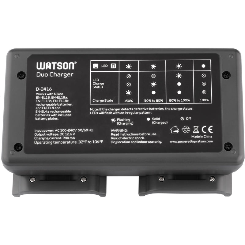 Watson Duo Charger for EN-EL18- and EN-EL4-Series Rechargeable Batteries
