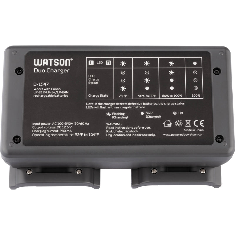 Watson Duo Battery Charger for Canon LP-E19, LP-E4, and LP-E4N Batteries