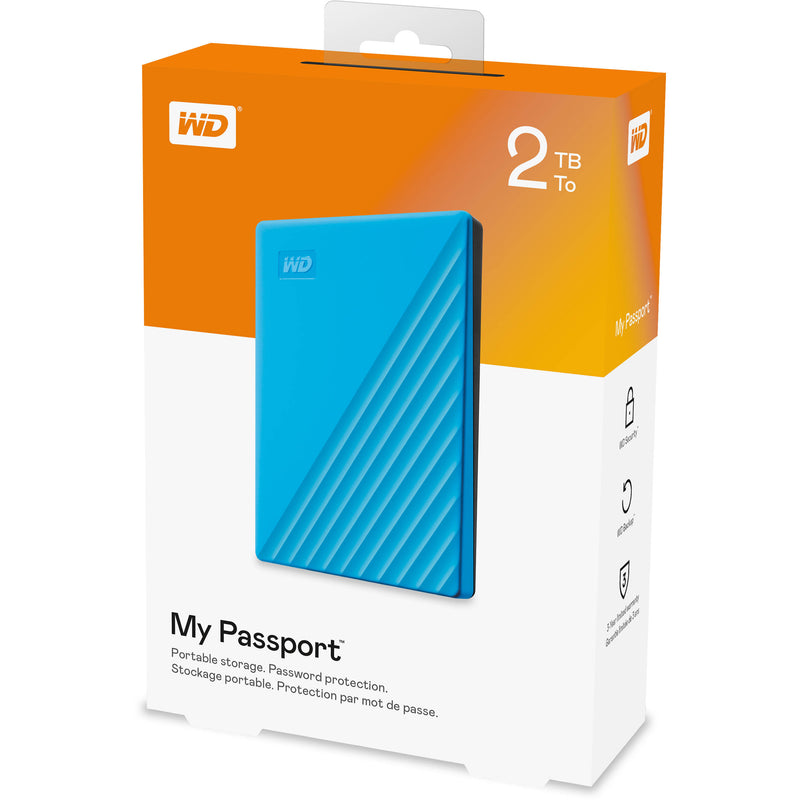WD 2TB My Passport USB 3.2 Gen 1 External Hard Drive (2019, Sky)