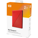 WD 2TB My Passport USB 3.2 Gen 1 External Hard Drive (2019, Red)