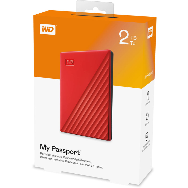 WD 2TB My Passport USB 3.2 Gen 1 External Hard Drive (2019, Red)