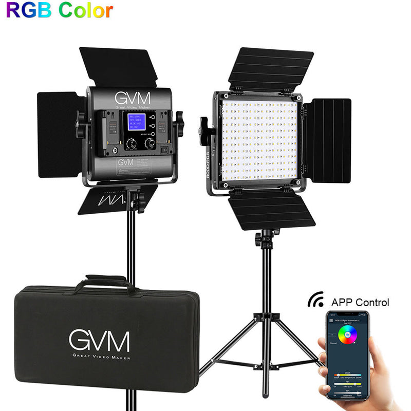 GVM 800D-RGB LED Studio 2-Video Light Kit