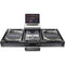 Odyssey Black Low-Profile DJ Coffin with 12" Mixer and Two Turntables, Wheels, and Glide Platform