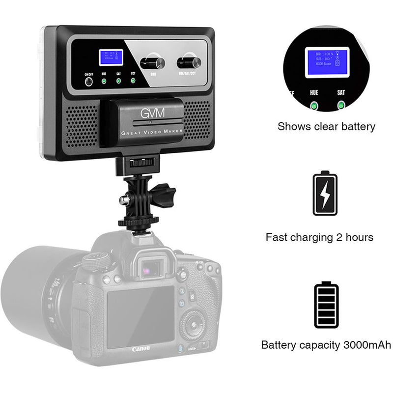 GVM RGB-10S LED On-Camera RGB LED Video Light with Wi-Fi Control