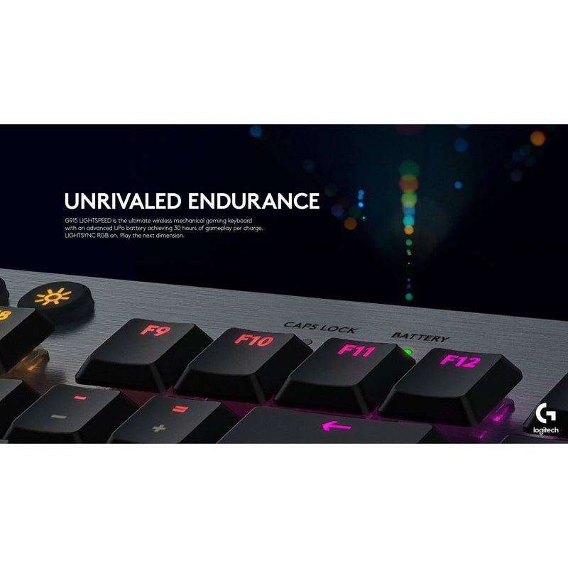 Logitech G915 LIGHTSPEED Wireless RGB Mechanical Gaming Keyboard (GL Clicky)