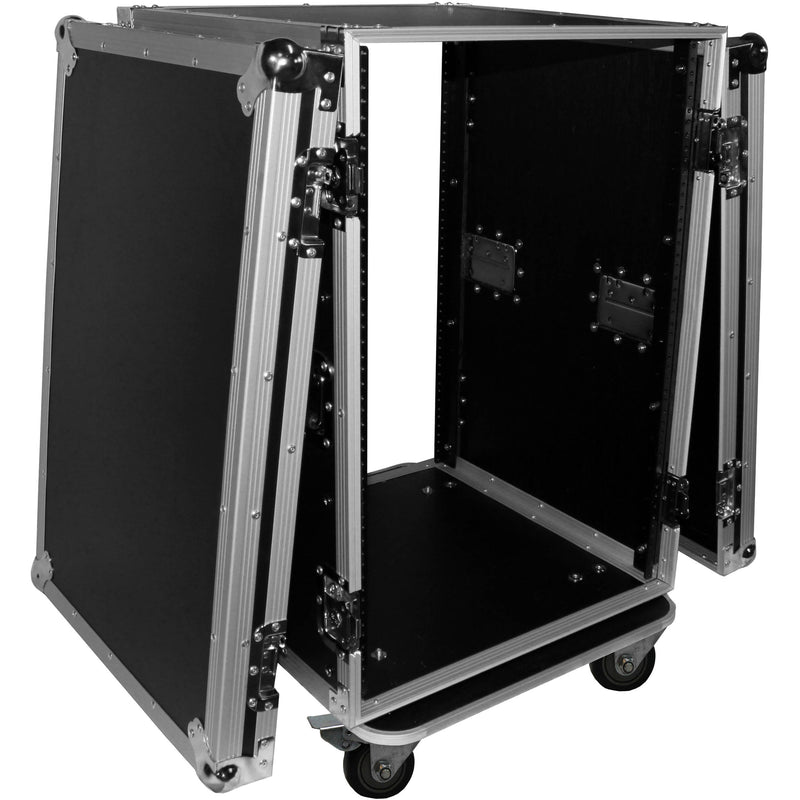 ProX 16U Vertical Amp Rack Mount ATA Flight Case 19"D - 4"Blue Casters