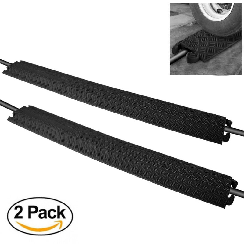 Pyle Pro Drop-Over Cable Protector Ramp (2-Pack,&nbsp;Black,&nbsp;39.96 x 5.1 x 1.18")