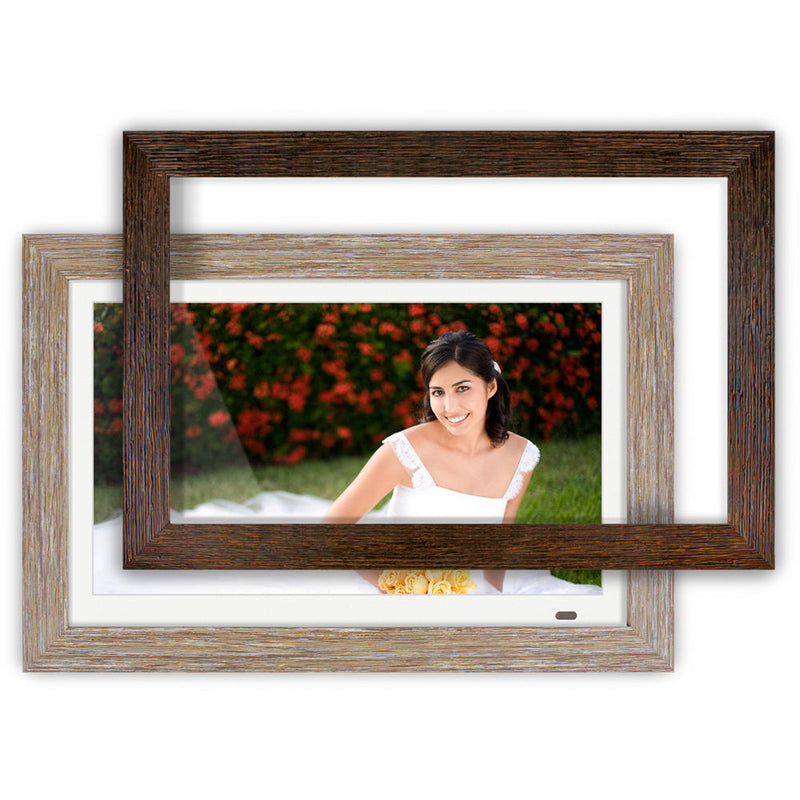 Aluratek 13.3" Digital Photo Frame with Interchangeable Frames (Distressed Wood)