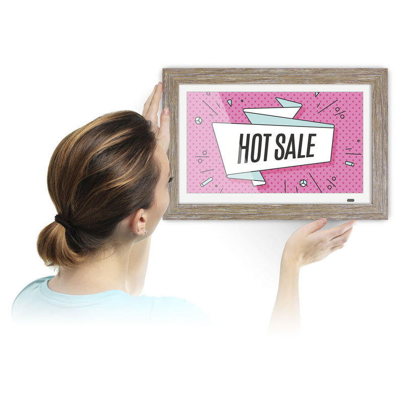 Aluratek 13.3" Digital Photo Frame with Interchangeable Frames (Distressed Wood)