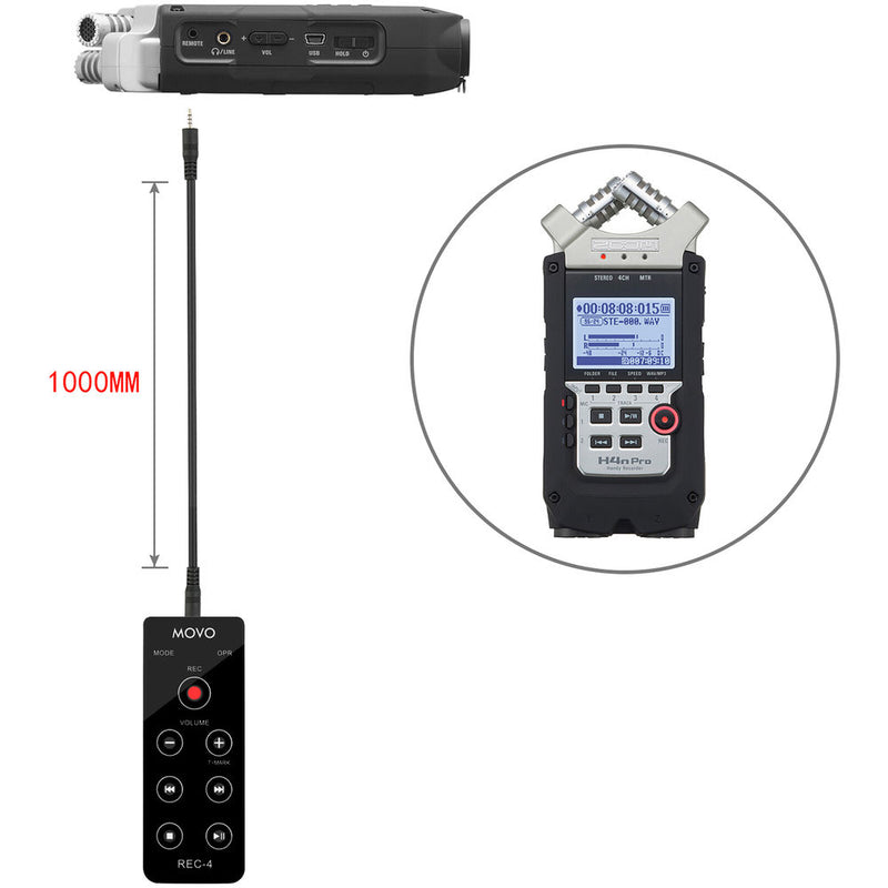 Movo Photo Wired Remote Control For Zoom Portable Digital Handy Recorders