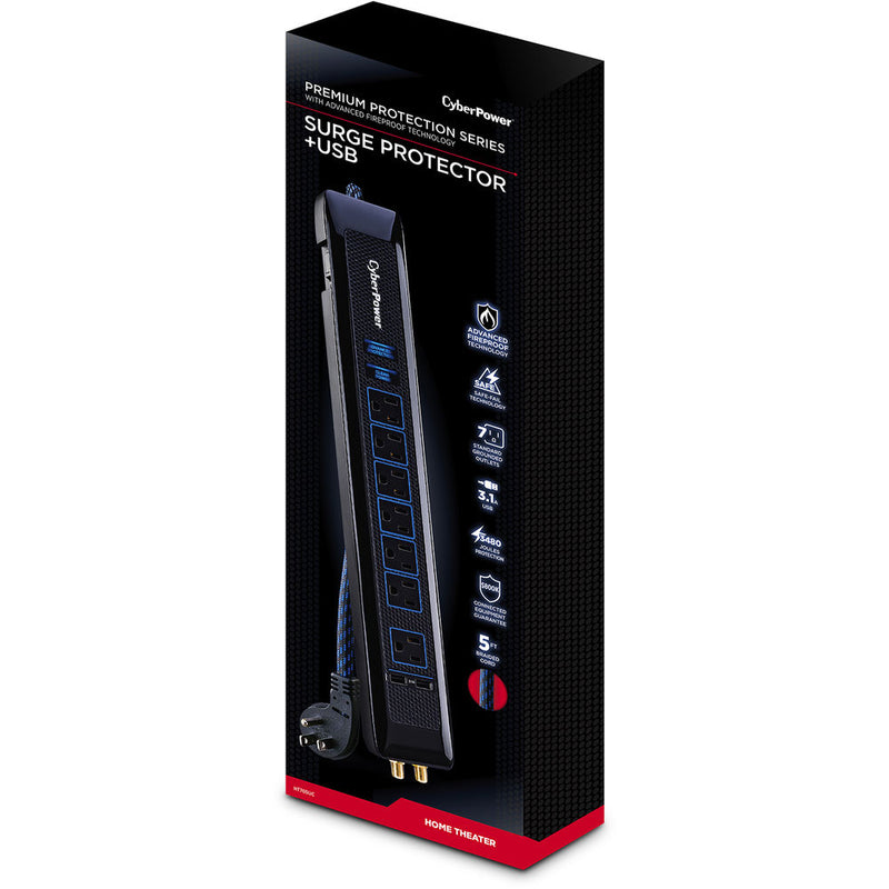 CyberPower HT705UC 7-Outlet Premium Surge Protector (Black)