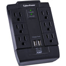CyberPower P600WSURC1 6-Outlet Home Office Surge Protector (Black, Wall Tap)