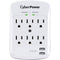 CyberPower P600WU 6-Outlet Professional Surge Protector (White, Wall Tap)