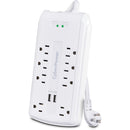 CyberPower P806U 8-Outlet Home Office Surge Protector (White)