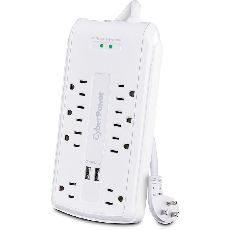 CyberPower P806U 8-Outlet Home Office Surge Protector (White)