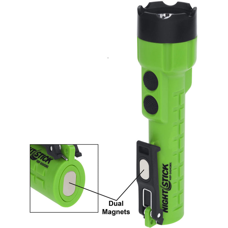 Nightstick NSP-2424GMX X-Series Dual-Light Flashlight with Dual Magnets (Green)