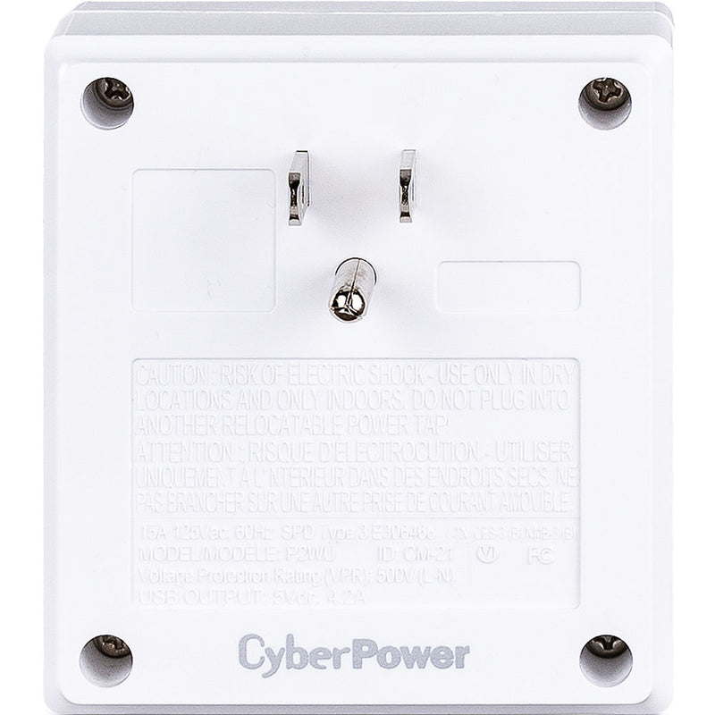 CyberPower P2WU 2-Outlet & 3 USB Port Surge Protector (White)