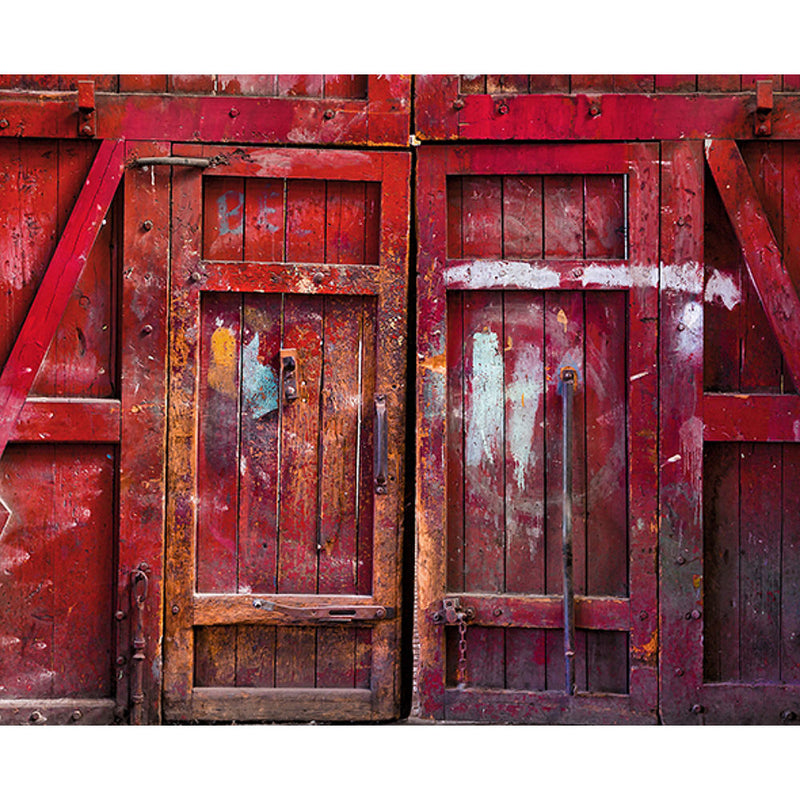 Click Props Backdrops Red Barn Door Backdrop (8 x 9.8')