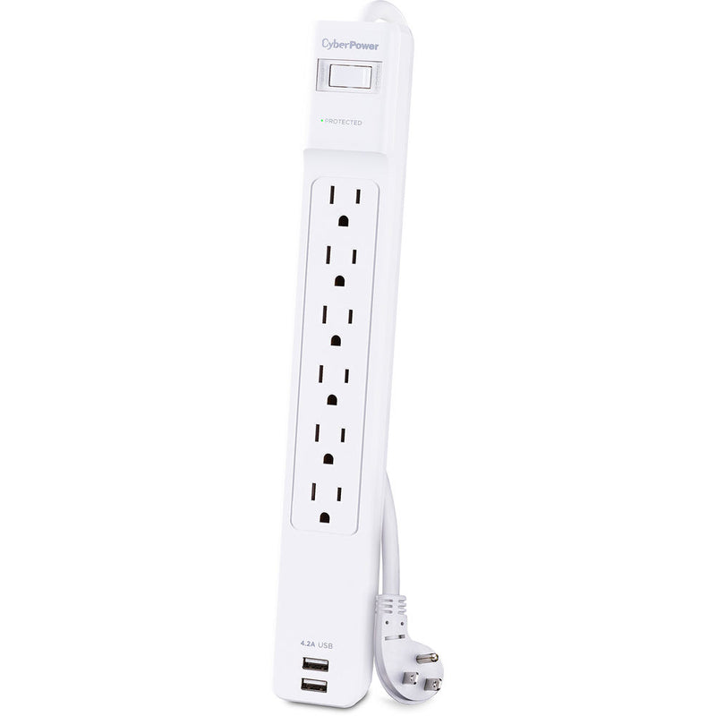 CyberPower CSP606U42A 6-Outlet Professional Surge Protector with Two USB Charging Ports