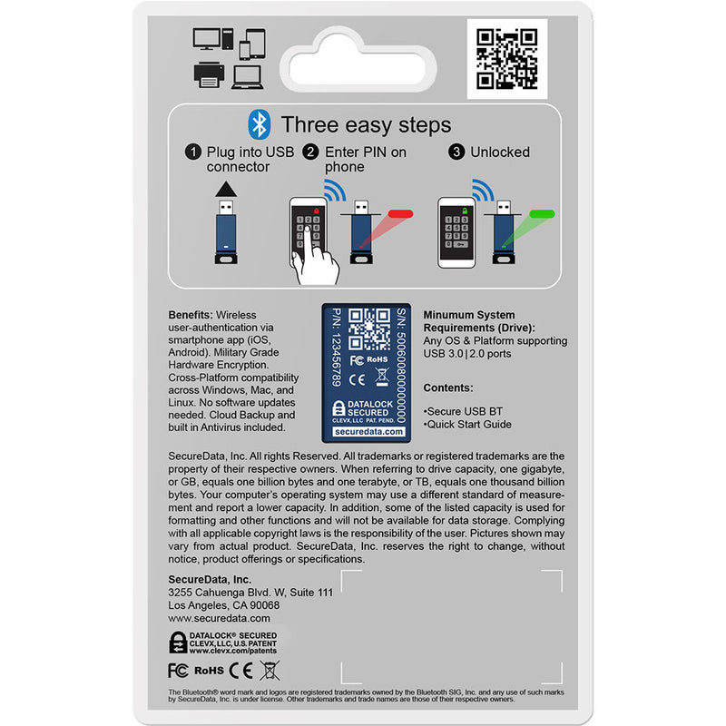 SecureData SecureUSB BT 32GB Hardware Encrypted Flash Drive
