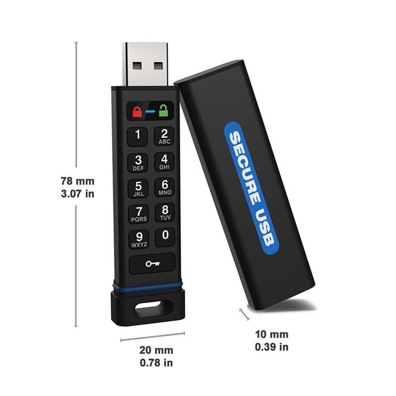 SecureData 8GB SecureUSB KP 256-Bit Encrypted USB 3.0 Flash Drive