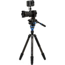 Benro C3883 Reverse-Folding Carbon Fiber Travel Tripod with S6Pro Fluid Video Head