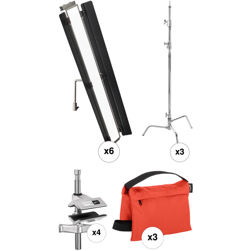 Genaray Bi-Color 36" Soft Strip 6-Light C-Stand Kit