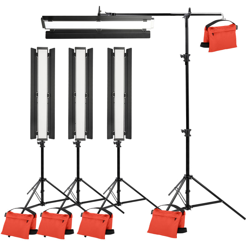 Genaray Box Lighting 36" Soft Strip 4-Light Kit with C-Stands