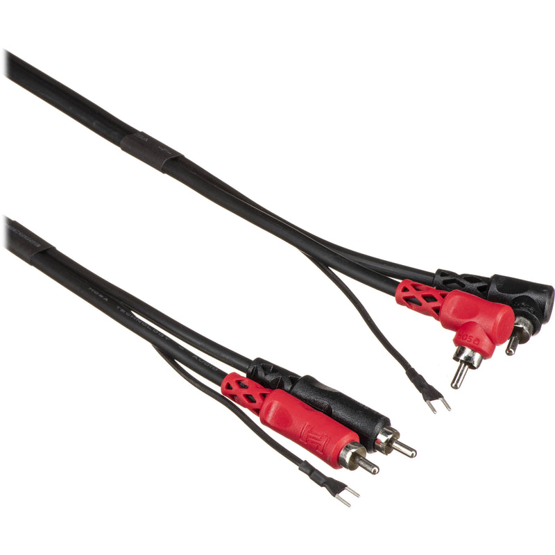 Hosa Technology 2 RCA Male to 2 RCA Male Angled with Ground Strap Cable - 10'