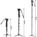 GVM Aluminum 5-Section Monopod with Video Fluid Head