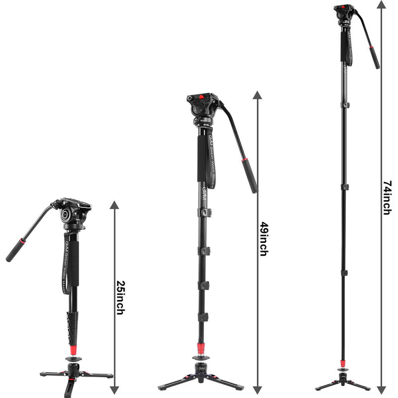 GVM Aluminum 5-Section Monopod with Video Fluid Head