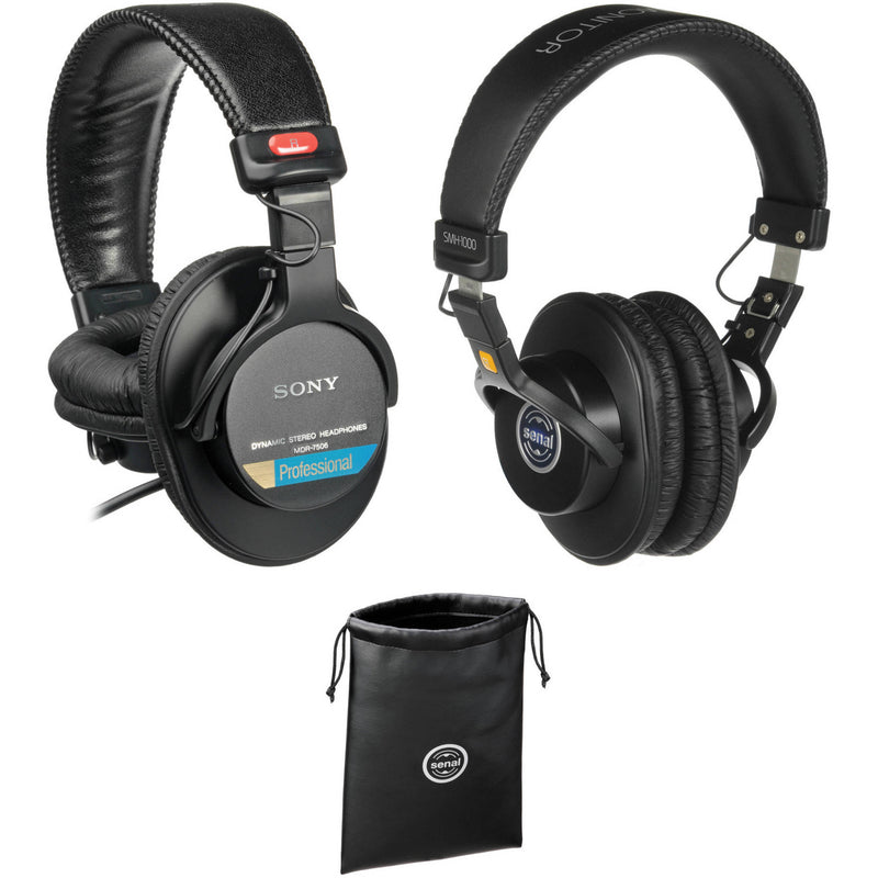 Sony MDR-7506 Headphones with Sheepskin Leather Earpads & Carrying Case Kit