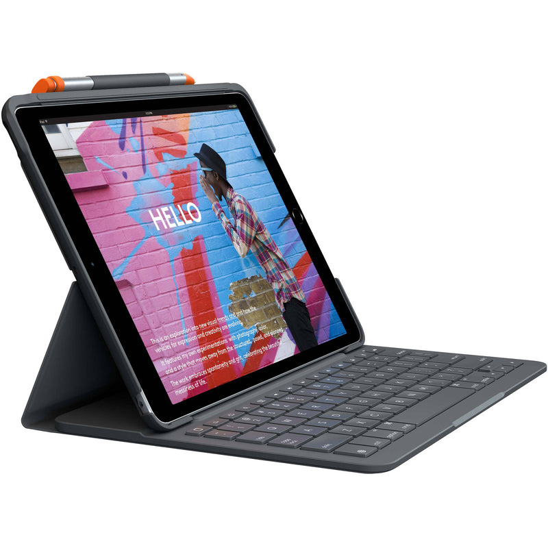 Logitech Slim Folio Protective Bluetooth Keyboard Case for iPad Gen 7 and 8 (Graphite)