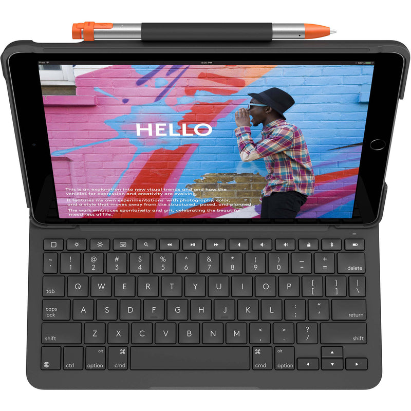 Logitech Slim Folio Protective Bluetooth Keyboard Case for iPad Gen 7 and 8 (Graphite)