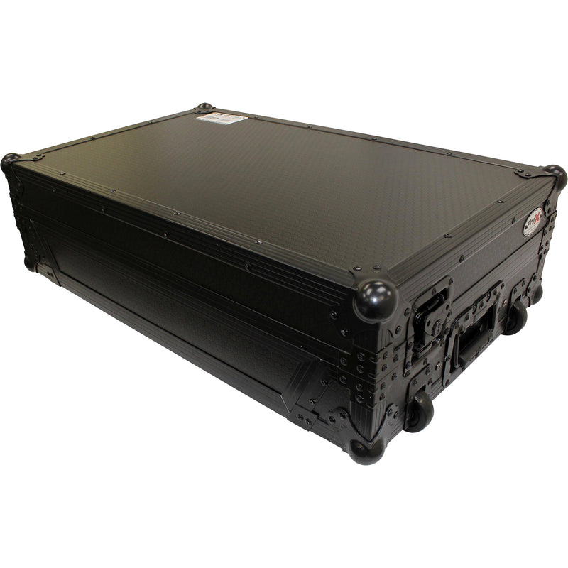 ProX LED Flight Case with 1 RU Rackspace and Wheels for Pioneer DJ DDJ-1000 (Black on Black)