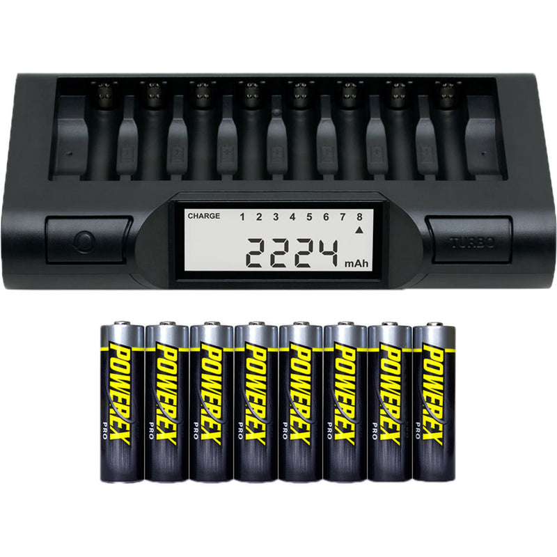 Powerex MH-C980 Charger & 8 Powerex Pro AA Batteries Kit (2700mAh)